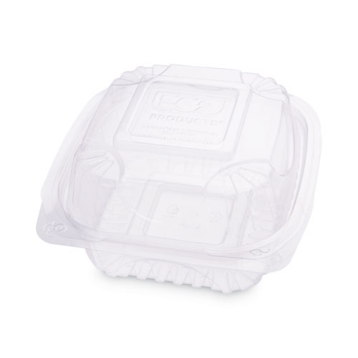 Picture of Clear Clamshell Hinged Food Containers, 6 x 6 x 3, Plastic, 80/Pack, 3 Packs/Carton