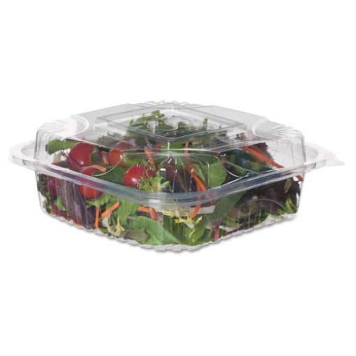 Picture of Clear Clamshell Hinged Food Containers, 8 x 8 x 3, Plastic, 80/Pack, 2 Packs/Carton