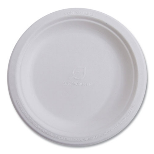 Picture of Renewable Sugarcane Plates, 10" dia, Natural White, 500/Carton