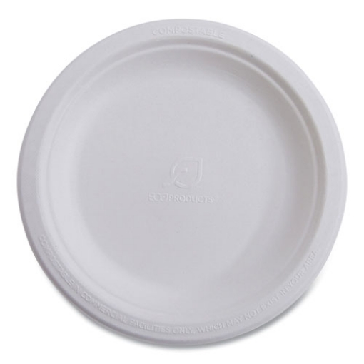 Picture of Renewable Sugarcane Dinnerware, Plate, 10" dia, Natural White, 50/Pack