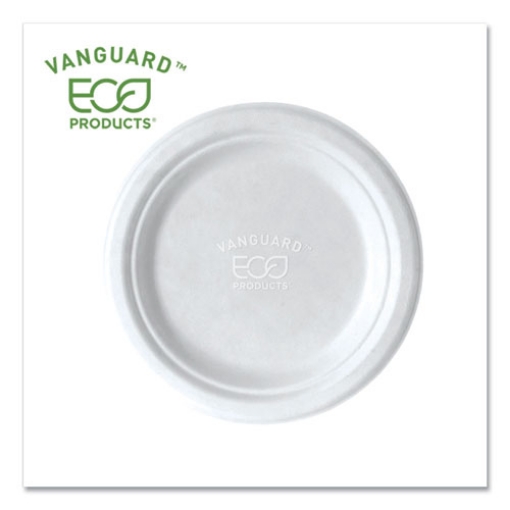 Picture of Vanguard Renewable And Compostable Sugarcane Plates, 7" Dia, White, 1,000/carton