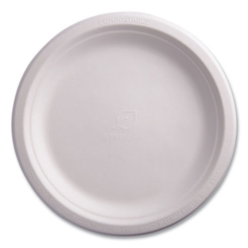 Picture of Renewable Sugarcane Plates, 9" dia, Natural White, 500/Carton