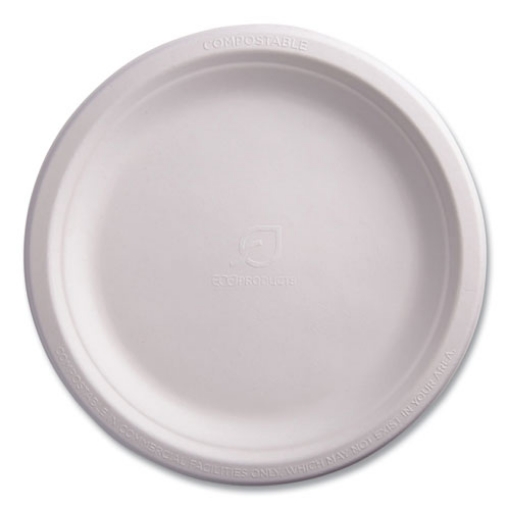 Picture of Renewable Sugarcane Plates, 9" dia, Natural White, 50/Packs