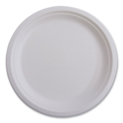 Picture of Renewable Sugarcane Plates Convenience Pack, 6" dia, Natural White, 50/Pack