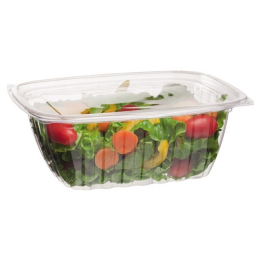 Picture of Renewable and Compostable Rectangular Deli Containers, 32 oz, 7.5 x 6.5 x 3, Clear, Plastic, 50/Pack, 4 Packs/Carton