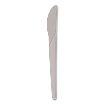 Picture of Plantware Compostable Cutlery, Knife, 6", Pearl White, 50/pack, 20 Pack/carton