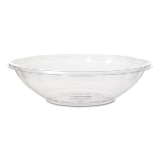 Picture of Salad Bowls with Lids, Squat, 64 oz, 9.5 Diameter x 3.2 h, Clear, Plastic, 150/Carton