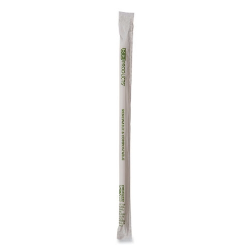 Picture of Renewable and Compostable PHA Straws, 10.25", Natural White, 1,250/Carton