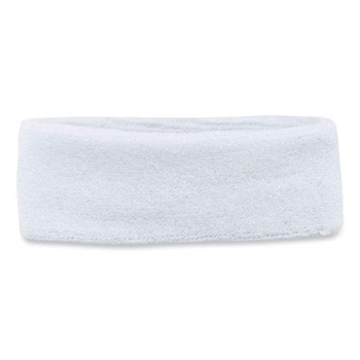 Picture of Chill-Its 6550 Head Terry Cloth Sweatband, Cotton Terry, One Size Fits Most, White, Ships in 1-3 Business Days