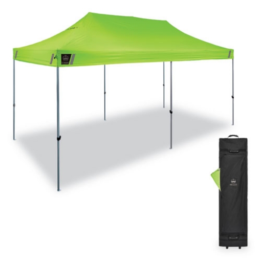 Picture of Shax 6015 Heavy-Duty Pop-Up Tent, Single Skin, 10 ft x 20 ft, Polyester/Steel, Lime, Ships in 1-3 Business Days