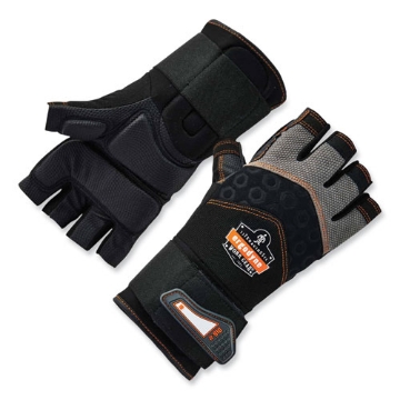 Picture of ProFlex 910 Half-Finger Impact Gloves + Wrist Support, Black, Small, Pair, Ships in 1-3 Business Days