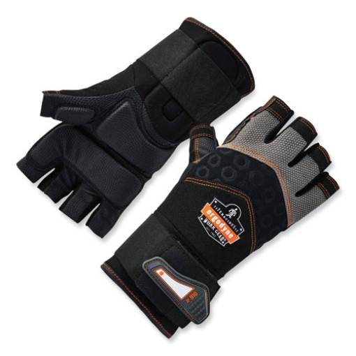 Picture of ProFlex 910 Half-Finger Impact Gloves + Wrist Support, Black, Small, Pair, Ships in 1-3 Business Days