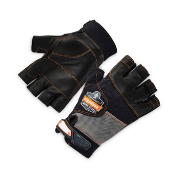 Picture of ProFlex 901 Half-Finger Leather Impact Gloves, Black, Small, Pair, Ships in 1-3 Business Days