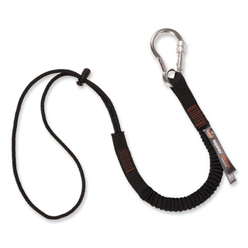 Picture of Squids 3105 Tool Lanyard w/Aluminum Carabiner+Cinch-Loop, 15 lb Max Work Cap, 32" to 48", Black, Ships in 1-3 Business Days