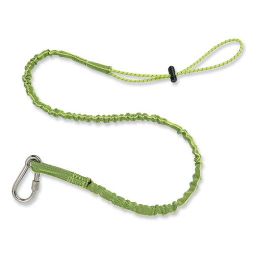 Picture of Squids 3101 Lanyard w/Stainless Steel Carabiner+Cinch-Loop, 15 lb Max Work Cap, 35" to 45", Lime, Ships in 1-3 Business Days