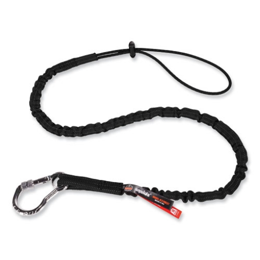 Picture of Squids 3100 Lanyard w/Aluminum Carabiner + Cinch-Loop, 10 lb Max Work Capacity, 42" to 54", Black, Ships in 1-3 Business Days