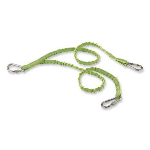 Picture of Squids 3311 Twin-Leg Tool Lanyard with Three Carabiners, 15lb Max Work Capacity, 35" to 42", Lime, Ships in 1-3 Business Days