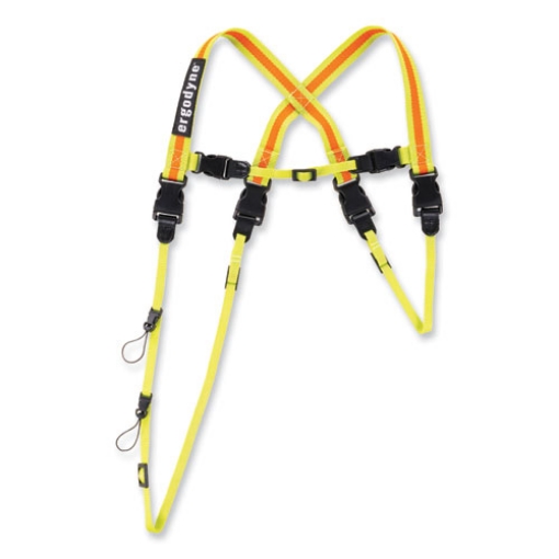 Picture of Squids 3132 Barcode Scanner Lanyard Harness, Small: 13" Arm Strap, 32" Lanyard Strap, Hi-Vis Lime, Ships in 1-3 Business Days