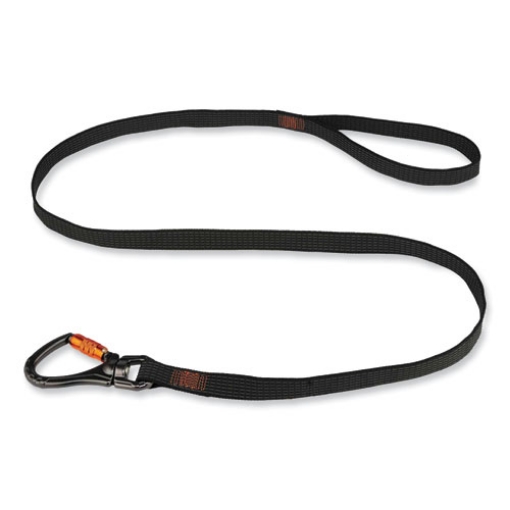 Picture of Squids 3129 Tool Lanyard w/Double-Locking Swivel Carabiner+Loop, 40 lb Max Work Cap, 76", Black, Ships in 1-3 Business Days