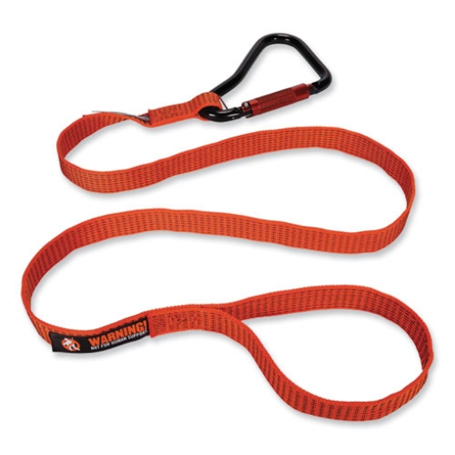 Picture of Squids 3148 Tool Lanyard w/XL Carabiner+Threaded Loop, 80 lb Max Work Capacity, 76", Orange/Black, Ships in 1-3 Business Days