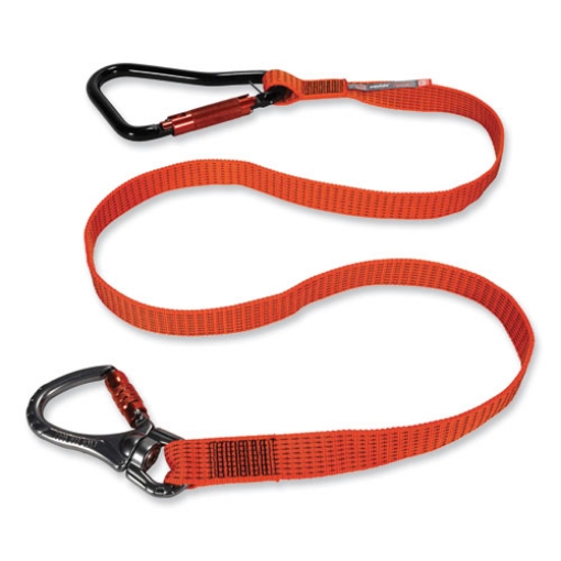 Picture of Squids 3149 Tool Lanyard with XL + Swivel Carabiners, 80 lb Max Work Capacity, 76", Orange/Black, Ships in 1-3 Business Days