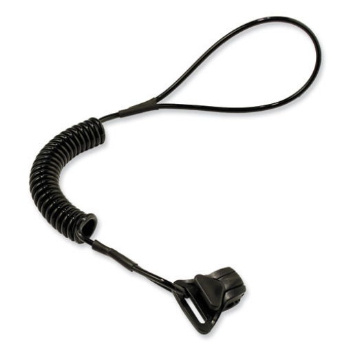 Picture of Squids 3158 Coiled Lanyard with Clamp, 2 lb Max Working Capacity, 12" to 48" Long, Black, Ships in 1-3 Business Days