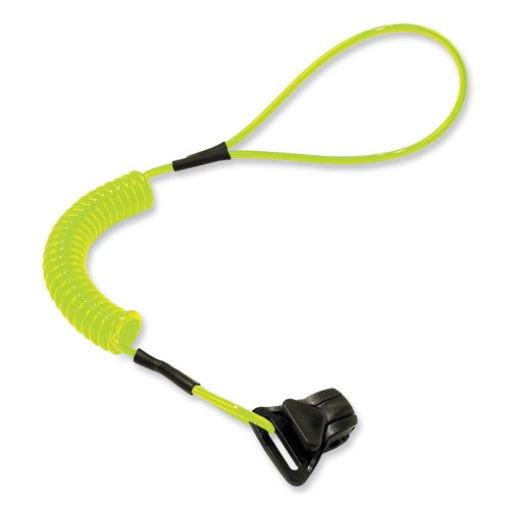 Picture of Squids 3158 Coiled Lanyard with Clamp, 2 lb Max Working Capacity, 12" to 48" Long, Lime, Ships in 1-3 Business Days