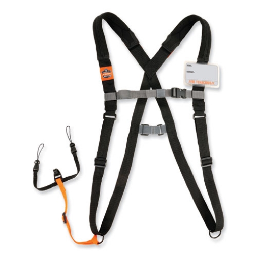 Picture of Squids 3138 Padded Barcode Scanner Lanyard Harness, 27" Arm Straps,18.5" Lanyard,Black/Orange/Gray,Ships in 1-3 Business Days