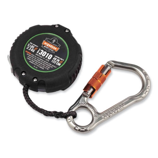 Picture of Squids 3010 Retractable Lanyard w/Locking Carabiner+Belt Clip, 5 lb Max Work Capacity, 48", Black, Ships in 1-3 Business Days