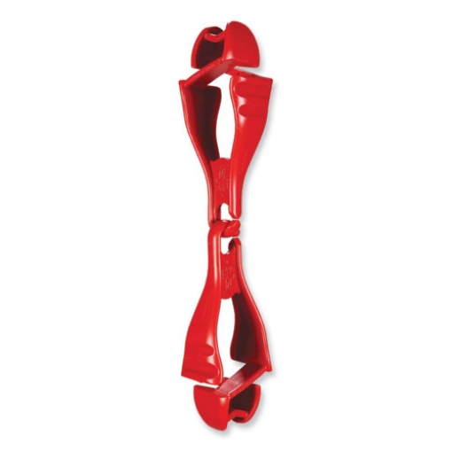 Picture of Squids 3400 Dual Clip Glove Clip Holder, 1 x 1 x 6.5, Acetal Copolymer, Red, 100/Pack, Ships in 1-3 Business Days