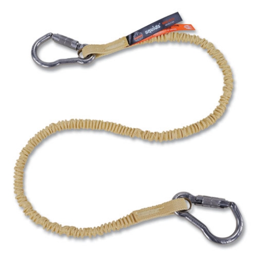 Picture of Squids 3121 Burn+CR Aramid Tool Lanyard w/Steel Carabiners, 10lb Max Work Cap, 38" to 48", Yellow, Ships in 1-3 Business Days