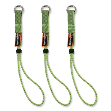 Picture of Squids 3703 Elastic Loop Tool Tails w/D-Rings, 15 lb Max Work Cap, 15" Long, Lime, 3/PK. 20 PK/CT, Ships in 1-3 Business Days