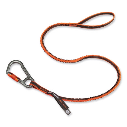 Picture of Squids 3108F(x)Tool Lanyard w/Locking Aluminum Carabiner+Loop, 15lb Max Work Cap, 38" to 48",OR/GY,Ships in 1-3 Business Days