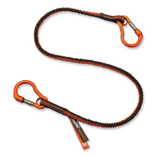 Picture of Squids 3110F(x) Tool Lanyard w/Aluminum Carabiners, 10lb Max Work Capacity, 38" to 48",Orange/Gray,Ships in 1-3 Business Days