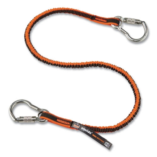 Picture of Squids 3111F(x) Tool Lanyard w/StainlessSteel Carabiners,15lb Max Work Cap, 38" to 48",Orange/Gray,Ships in 1-3 Business Days