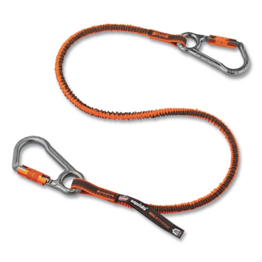 Picture of Squids 3118F(x) Tool Lanyards w/Lock Aluminum Carabiners, 15 lb Work Cap, 38" to 48", Orange/Gray,Ships in 1-3 Business Days