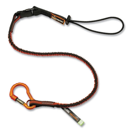 Picture of Squids 3102F(x) Tool Lanyard w/Aluminum Carabiner+Cinch-Loop, 5 lb Max Work Cap, 38" to 48", OR/GY,Ships in 1-3 Business Days