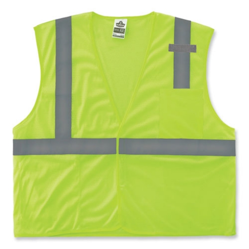 Picture of GloWear 8210HL Class 2 Economy Mesh Hook and Loop Vest, Polyester, 2X-Large/3X-Large, Lime, Ships in 1-3 Business Days