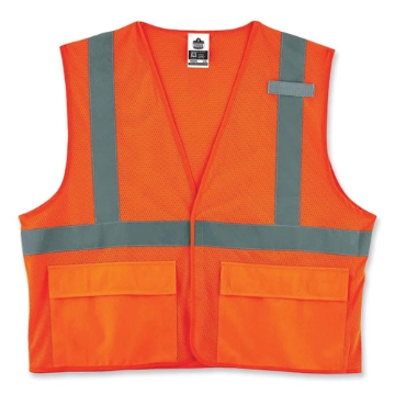 Picture of GloWear 8220HL Class 2 Standard Mesh Hook and Loop Vest, Polyester, Small/Medium, Orange, Ships in 1-3 Business Days