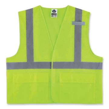 Picture of GloWear 8220HL Class 2 Standard Mesh Hook and Loop Vest, Polyester, 4X-Large/5X-Large, Lime, Ships in 1-3 Business Days