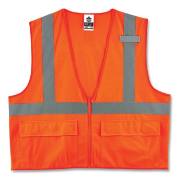 Picture of GloWear 8225Z Class 2 Standard Solid Vest, Polyester, Orange, 4X-Large/5X-Large, Ships in 1-3 Business Days
