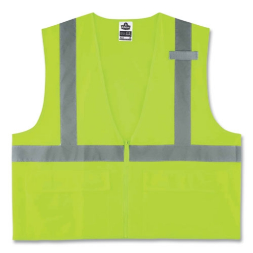 Picture of GloWear 8225Z Class 2 Standard Solid Vest, Polyester, Lime, Small/Medium, Ships in 1-3 Business Days
