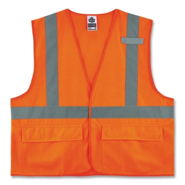 Picture of GloWear 8225HL Class 2 Standard Solid Hook and Loop Vest, Polyester, Orange, Small/Medium, Ships in 1-3 Business Days