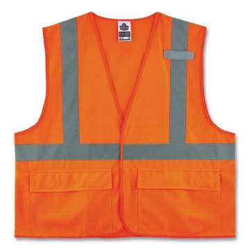 Picture of GloWear 8225HL Class 2 Standard Solid Hook and Loop Vest, Polyester, Orange, 2X-Large/3X-Large, Ships in 1-3 Business Days