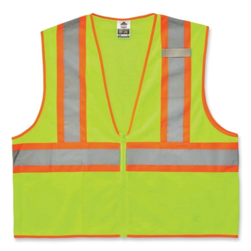 Picture of GloWear 8229Z Class 2 Economy Two-Tone Zipper Vest, Polyester, 4X-Large/5X-Large, Lime, Ships in 1-3 Business Days