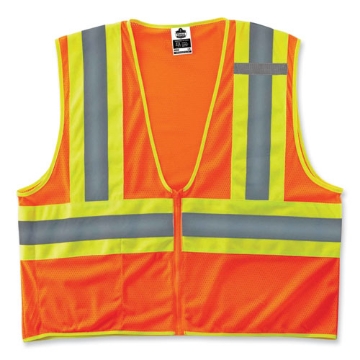 Picture of GloWear 8229Z Class 2 Economy Two-Tone Zipper Vest, Polyester, X-Small, Orange, Ships in 1-3 Business Days