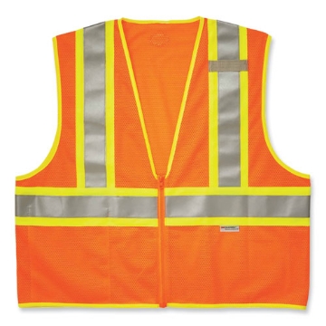 Picture of GloWear 8230Z Class 2 Two-Tone Mesh Zipper Vest, Polyester, 2X-Large/3X-Large, Orange, Ships in 1-3 Business Days