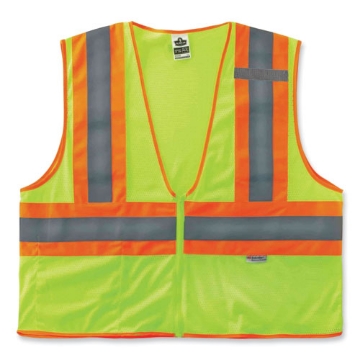 Picture of GloWear 8230Z Class 2 Two-Tone Mesh Zipper Vest, Polyester, Large/X-Large, Lime, Ships in 1-3 Business Days