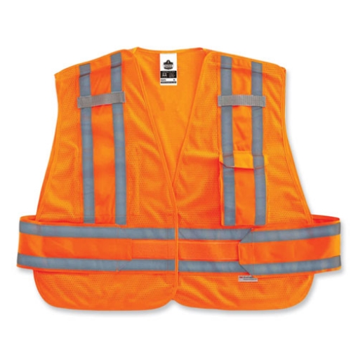 Picture of GloWear 8244PSV Class 2 Expandable Public Safety Hook and Loop Vest, Polyester, 3XL Plus, Orange, Ships in 1-3 Business Days