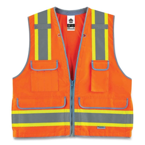 Picture of GloWear 8254HDZ Class 2 Heavy-Duty Surveyors Zipper Vest, Polyester, Small/Medium, Orange, Ships in 1-3 Business Days